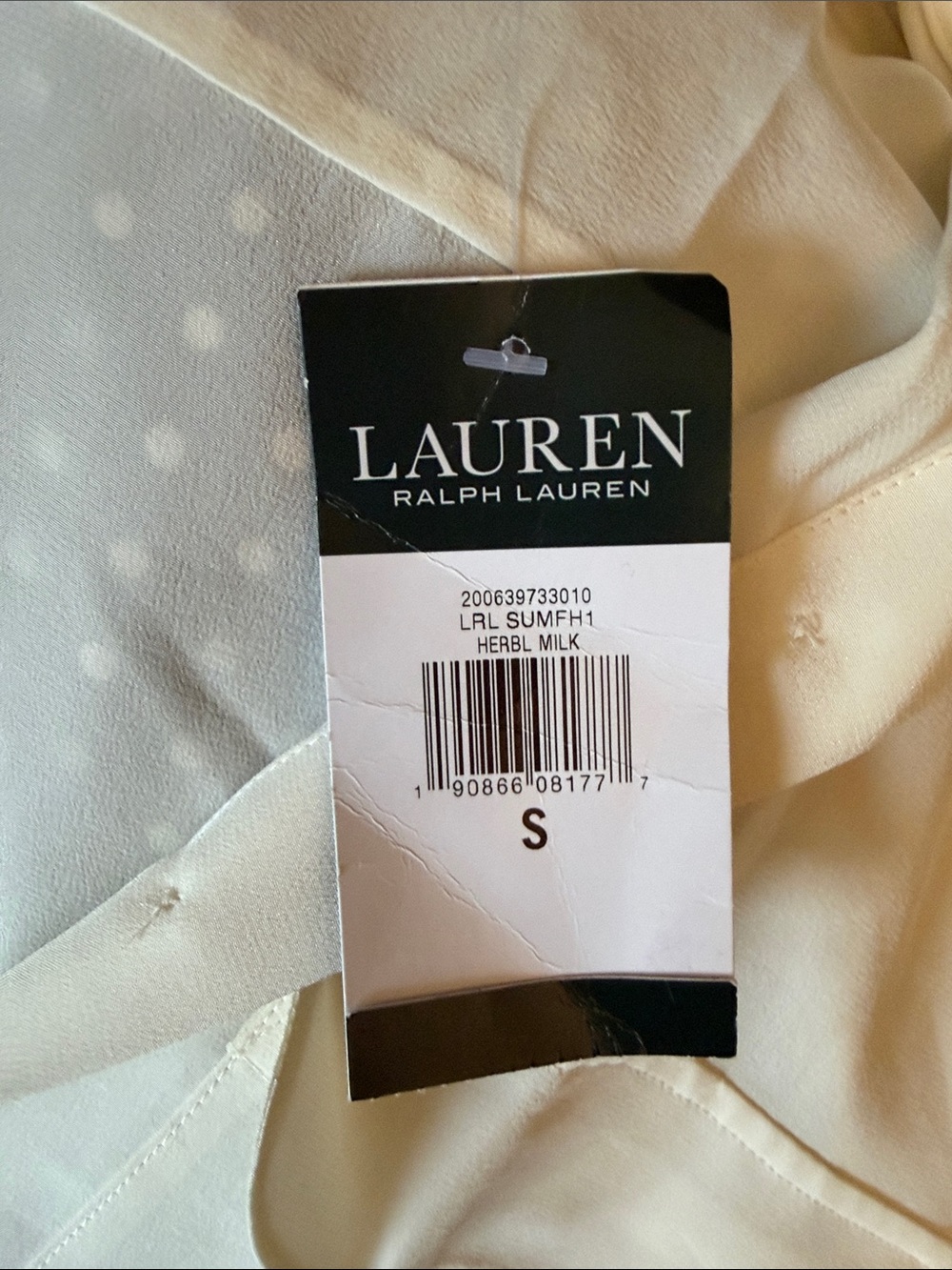 NWT Lauren Ralph Lauren 100% Silk Ivory Button Front Blouse Small - Picture 7 of 8
